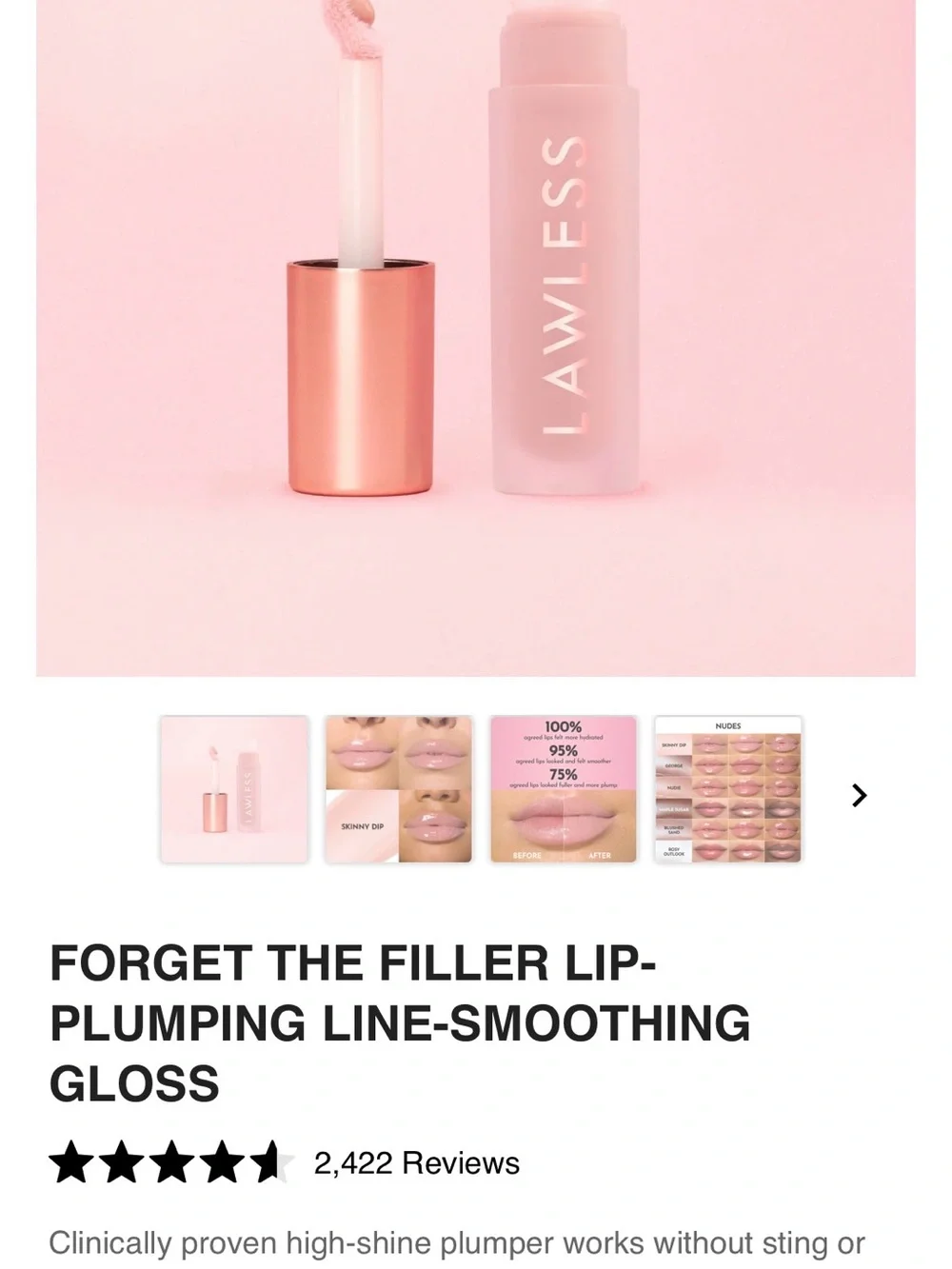 Lawless Forget The Filler Lip-Plumping Line-Smoothing Gloss Violet Bloom 🆕